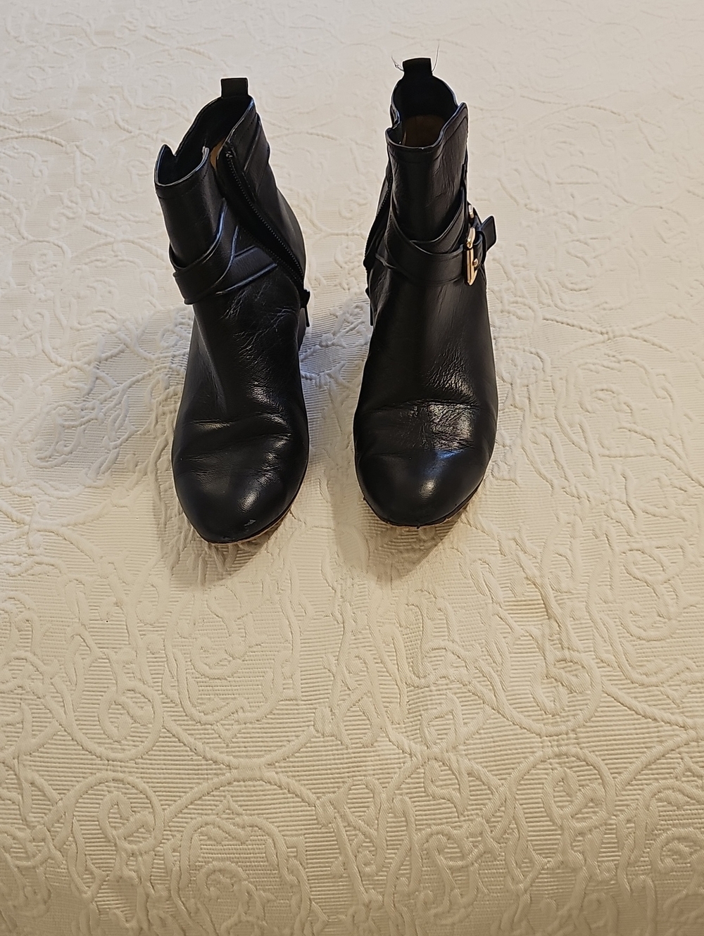 Coach Black Leather Ankle Booties with Side Strap